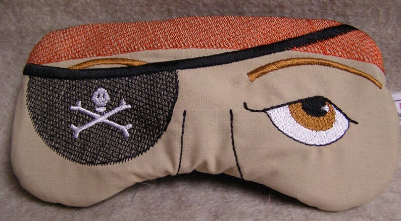 Pirate Eye Mask, Pirate Sleep Mask, Embroidered Eye Mask, Kid Eye Mask, Adult Eye Mask, Mens Eye Mask , Handmade, Fathers Day, Personalized image 1