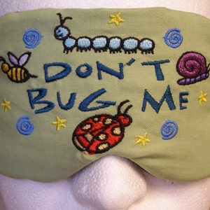 Embroidered Eye Mask, Bugs, Sleeping, Cute Sleep Mask for Kids or Adults, Sleep Blindfold, Slumber Mask, Bugs Design, Sleep Shade, Handmade image 2