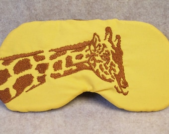 Embroidered Eye Mask, Sleeping, Cute Sleep Mask for Kids, Adults, Sleep Blindfold, Slumber Mask, Eye Shade, Giraffe Design, Travel Handmade