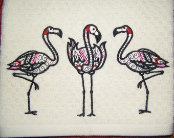 Embroidered Towel, Personalized Towel, Tea Towel, Hand Towel, Kitchen Towel, Dish Towel, Flour Sack Towel, Flamingo Towel, Funny Towel