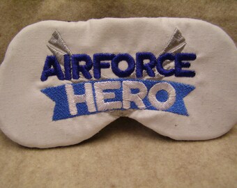 Embroidered Eye Mask, Sleep, Sleeping, Airforce Design, Blindfold, Slumber Mask, Eye Mask, Airplanes. Hero Eye Mask, Handmade