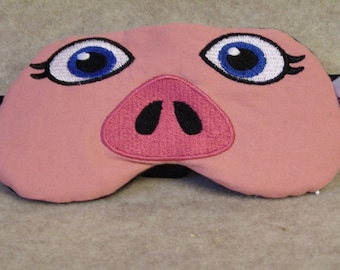 Embroidered Eye Mask for Sleeping, Cute Sleep Mask for Kids & Adults, Sleep Blindfold, Eye Shade, Slumber Mask, Pig Face Design, Handmade