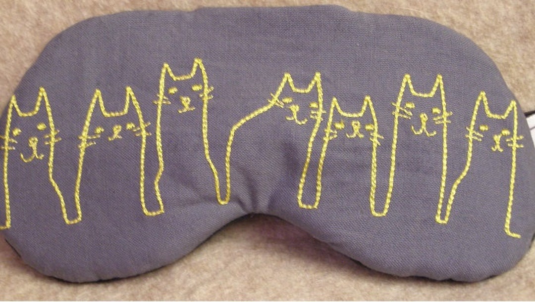 Embroidered Eye Mask Cat Eye Mask Kitty Eye Mask Sleep Etsy