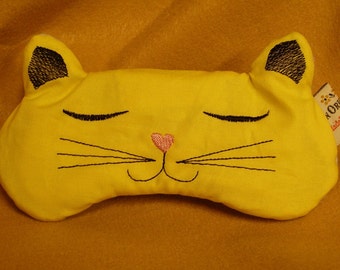 Embroidered Sleep Mask, Eye Mask Sleep, Sleep Mask, Blindfold, Eye Shade, Kitty Sleep Mask, Eye Mask, Slumber Mask, Cat Mask, Personalize