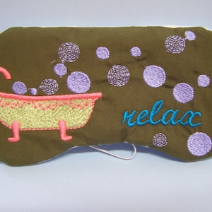 Embroidered Eye Mask for Sleeping, Cute Sleep Mask for kids or Adults, Sleep Blindfold, Slumber Mask, Bathtub, Relax Design, Handmade
