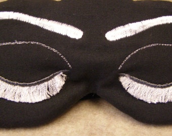 Embroidered Eye Mask, Sleep, Sleeping, Eyelash Sleep Mask Sleep Blindfold, Slumber Mask, Eye Shade, Eylashes Design, Handmade