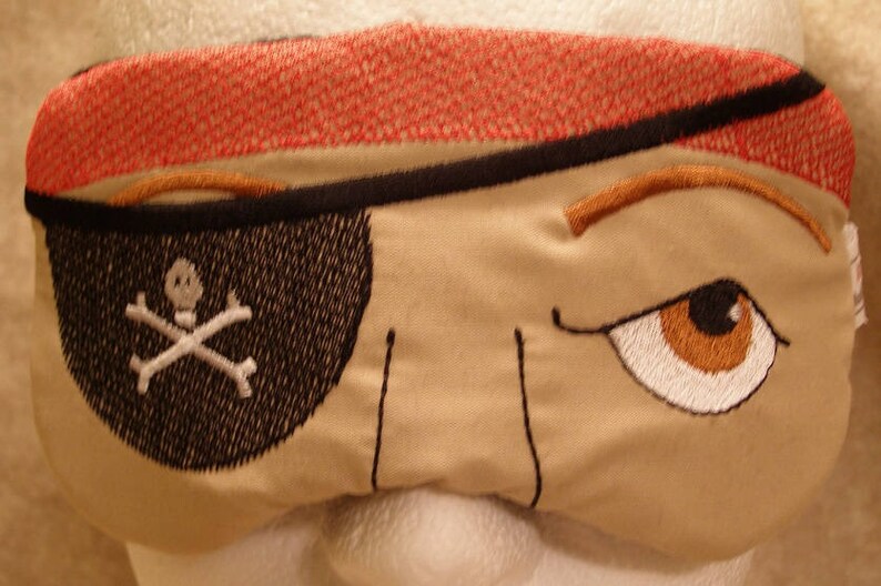 Pirate Eye Mask, Pirate Sleep Mask, Embroidered Eye Mask, Kid Eye Mask, Adult Eye Mask, Mens Eye Mask , Handmade, Fathers Day, Personalized image 2