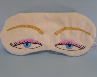 Embroidered Eye Mask, Sleeping, Cute Sleep Mask for Kids or Adults, Sleep Blindfold, Slumber Mask, Eyes Design, Eye Shade, Travel, Handmade