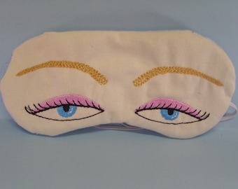 Embroidered Eye Sleep Mask, Embroided Sleep Mask, Custom Eye Mask, Custom Sleep Mask, Glam Retro Eyes Design, Glam Eye Mask, Retro Eye Mask