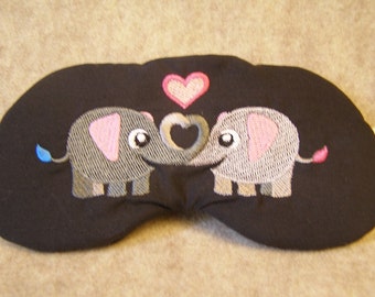 Embroidered Eye Mask for Sleeping, Sleep Mask for Kids, Adults, Sleep Blindfold, Eye Shade, Love Slumber Mask, Elephant Design, Handmade