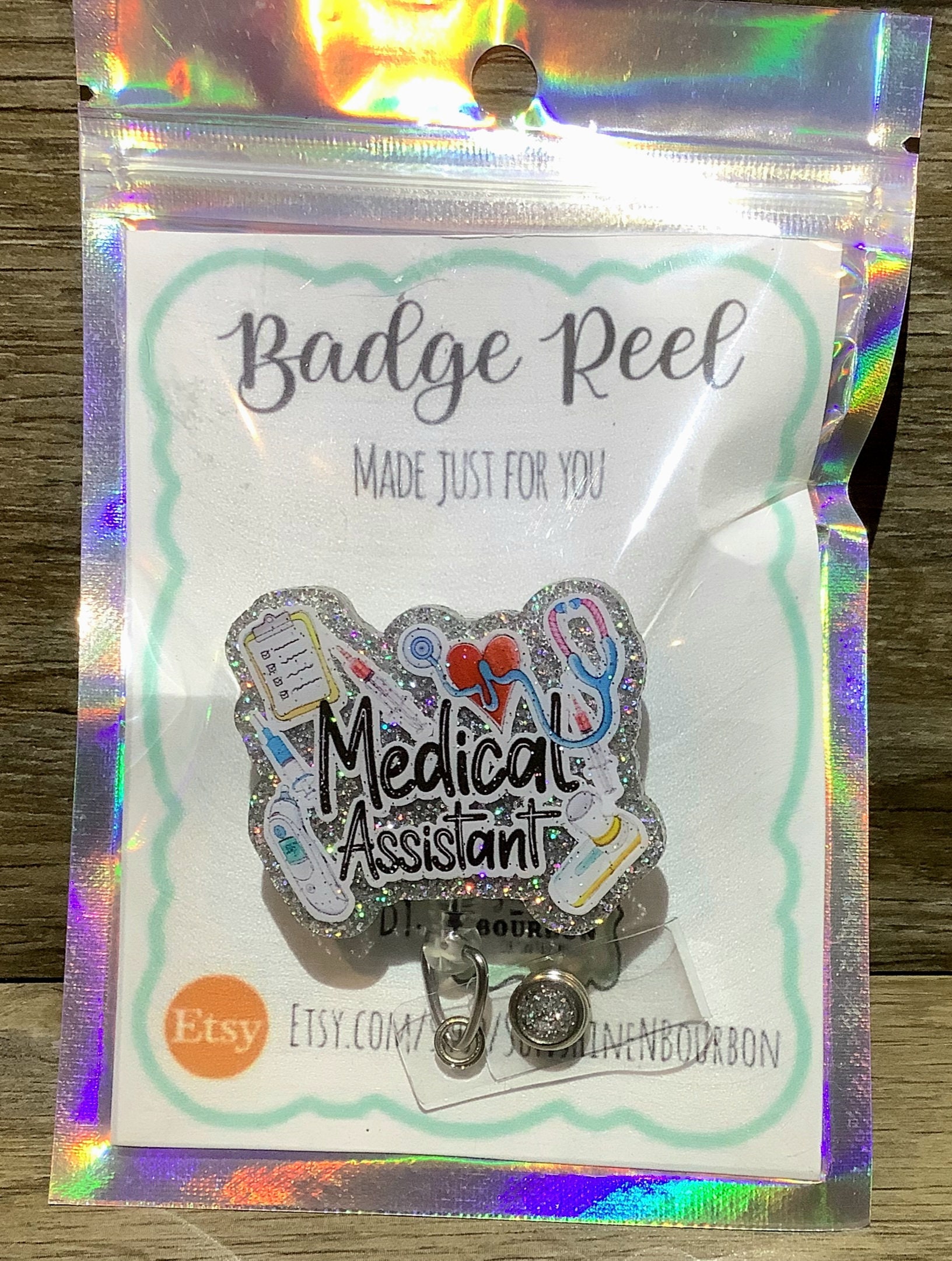 Anesthesia Tech Badge Reel, Holographic Glitter, Medical, Custom Badge,  Retractable Badge Reel, Interchangeable Badges, Custom Acrylic 