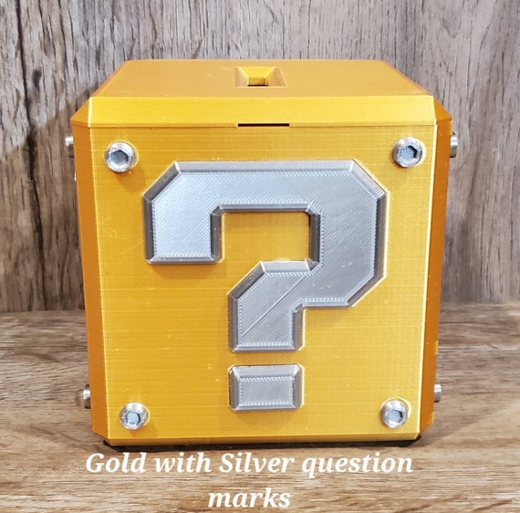 3D printed video game question block, Large, piggy bank, coin box, prize box, video game, gamer accessories, prize cube, Mario, Nintendo