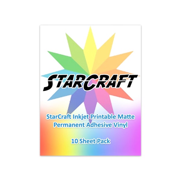 Starcraft printable vinyl, 8.5x11, craft supplies, adhesive, high quality, ink jet, matte, stickers, print and cut, labels, photos