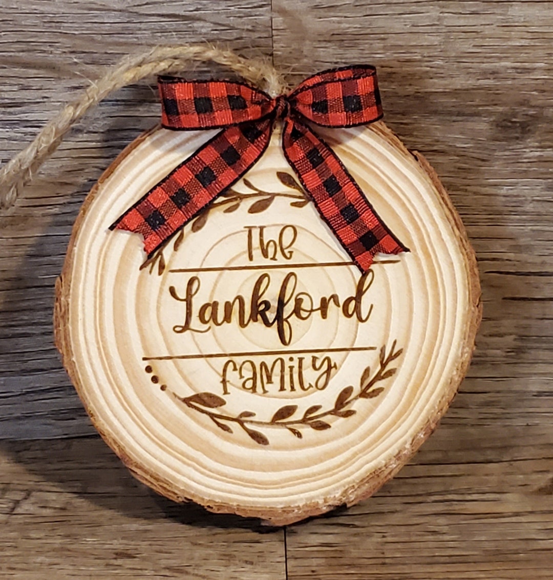 Family Wood Ornaments, Christmas, Gifts, Ornaments, Wood Engraved, Wood