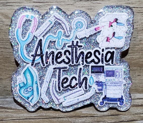 Anesthesia Tech Badge Reel, Holographic Glitter, Medical, Custom