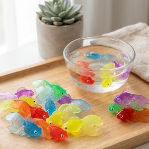 Set of Vibrant Miniature Goldfish Figurines - Colorful Tiny Fish Decor for Terrariums, Fairy Gardens, and Miniature Displays