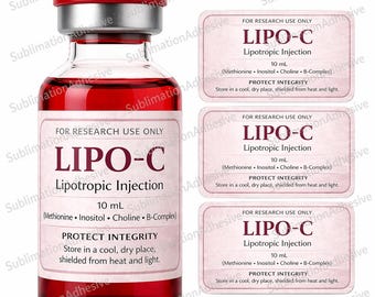 Etiquetas para viales de péptidos: Lipo-C 10 ml (resistentes al agua, 1 unidad = 9 etiquetas)