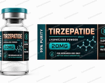 Etiquetas personalizables para viales de péptidos de 3 ml (resistentes al agua, 1 unidad = 14 etiquetas)
