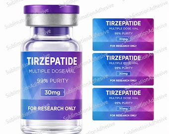 Etiquetas personalizables para viales de péptidos de 3 ml (resistentes al agua, 1 unidad = 14 etiquetas)