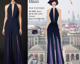 PDF Sewing Pattern – Women’s Enterizo Milan Jumpsuit | Digital Download A0/A4/US Letter + Sewing Assembly Guide