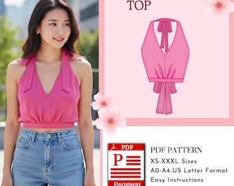 Roma Top Sewing Pattern | Top PDF Digital Download | A0 A4 US Letter Formats