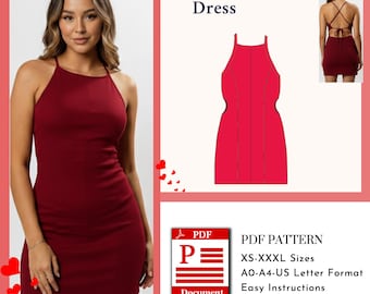 BellaCut Dress Sewing Pattern | Dress PDF Digital Download | A0 A4 US Letter Formats
