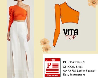 Vita Top Sewing Pattern | Top PDF Digital Download | A0 A4 US Letter Formats