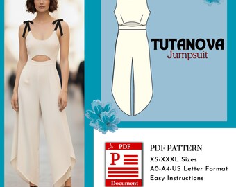 TutaNova Jumpsuit Sewing Pattern | Jumpsuit PDF Digital Download | A0 A4 US Letter Formats