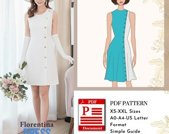 Florentina Dress Sewing Pattern | Dress PDF Digital Download | A0 A4 US Letter Formats