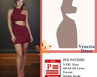 Venezia Dress Sewing Pattern | Dress PDF Digital Download | A0 A4 US Letter Formats