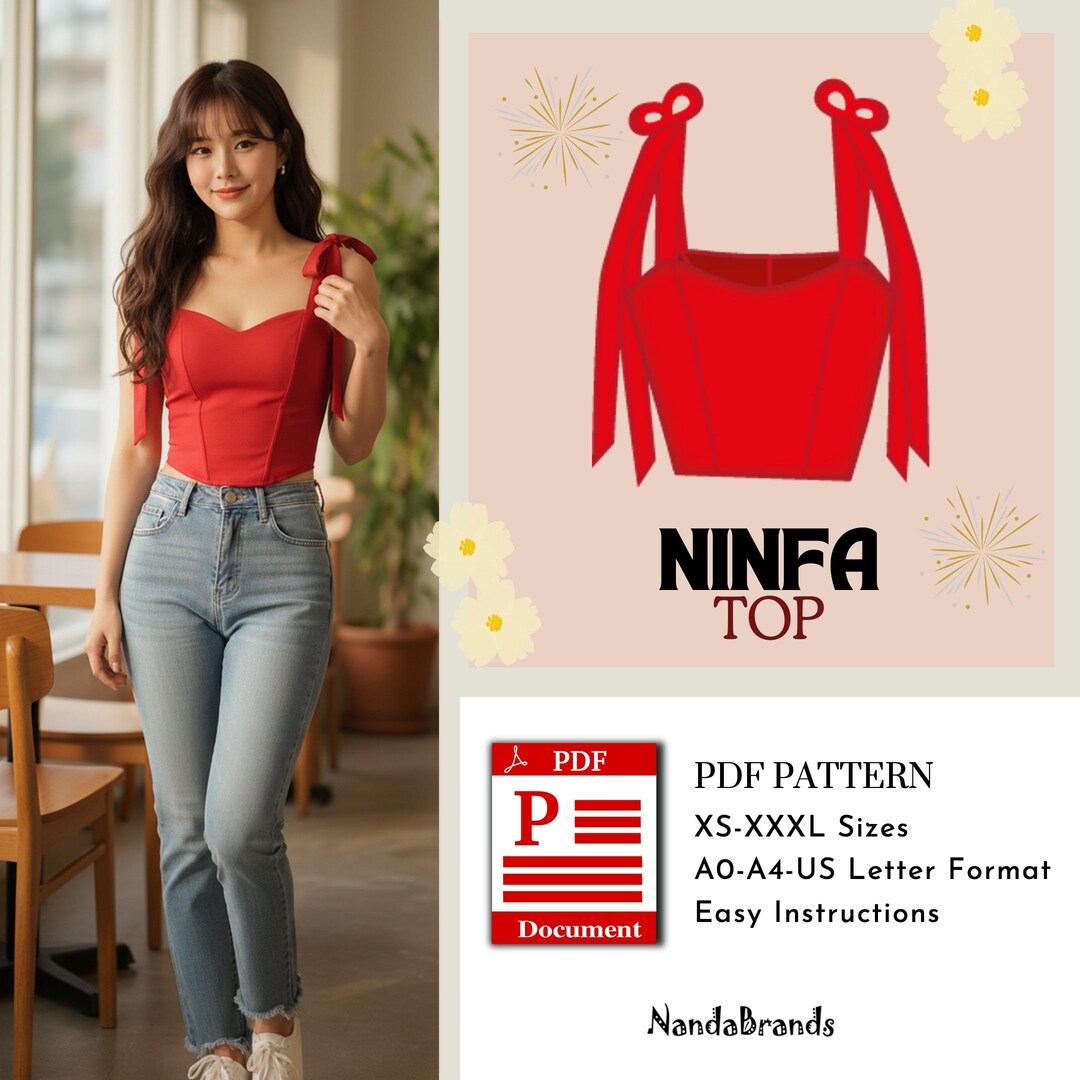 Ninfa Top Sewing Pattern | Top PDF Digital Download | A0 A4 US Letter ...