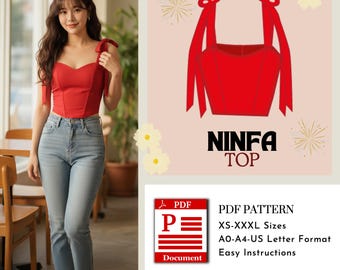 Ninfa Top Sewing Pattern | Top PDF Digital Download | A0 A4 US Letter Formats