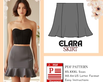 Elara Skirt Sewing Pattern | Skirt PDF Digital Download | A0 A4 US Letter Formats