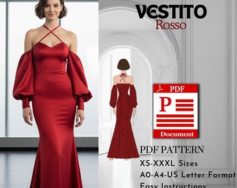 Vestito Rosso Sewing Pattern | Garment PDF Digital Download | A0 A4 US Letter Formats