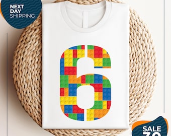 Custom Shirt | Family Gift Brick Birthday Number Shirt | 4 5 6 7 8 years old t-shirt | Birthday Boy Shirt | Party Tee | Gift for Birthday