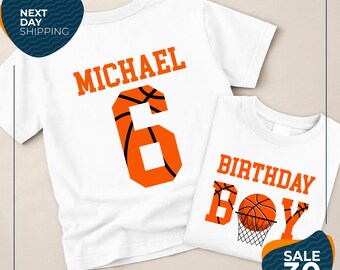 Custom Basketball Birthday Boy Shirt | Basketball Birthday Party Shirt | Kids Basketball Shirt | Personalized Age Name Birthday Boy Shirt