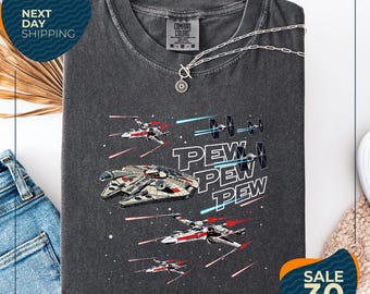 Comfort Colors® Disney Vintage Star Wars Starship Battle Shirt | Pew Pew Pew Tee | Jedi Force | Dark Side | Lightsaber Fan Gift | Star Wars