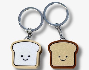 Toast Clicker Keychain, Cute Bread Fidget Toy, Kawaii Bag Charm, Satisfying Desk Clicker, Gift for Fidget Lovers or Couple Matching