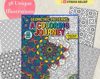 Geometric Motifs and Repeating Patterns: A Coloring Journey Book for Adults, Mandala Pattern Printable, Satisfying Relax (Digital Download)