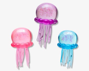 Glitter Jellyfish Squishy – Transparent Ocean Sensory Fidget Toy, Kawaii Desk Companion