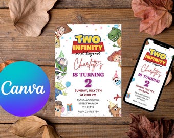 Invitación de cumpleaños de Toy Story 2 Infinity / Plantilla editable de Canva (Descarga digital)