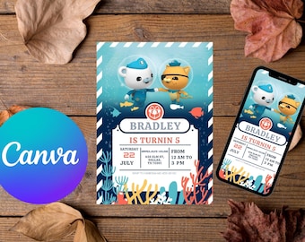 Octonauts Birthday Invitation, Captain Barnacles Party Invite (Digital Download)