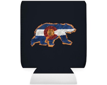 Colorado Flag Bear Can Cooler Sleeve | Neoprene Beer Koozie