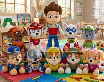 PAW Patrol Plush Toy Set: 19cm Stuffed Animals for Kids, Toddler Nursery Cartoon Characters