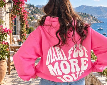 Sweat à capuche oversize à motif graphique, pull-over streetwear pour femme