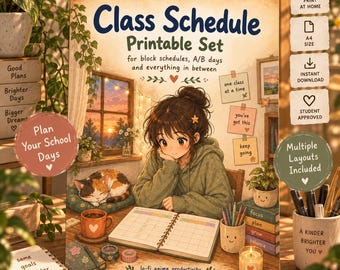 High School Class Schedule Printable – A/B Day Block Rotation, Teacher Contact Sheet