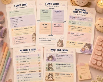 ADHD Rescue Kit – 6 Printable Worksheets for Overwhelm, Task Paralysis & Brain Fog
