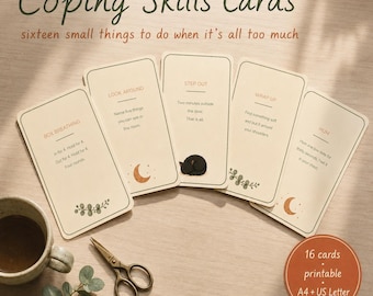 Coping Skills Cards Printable – 16 Calm Down Prompts for Anxiety and Big Feelings