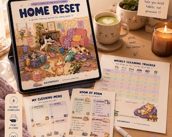 ADHD Cleaning Checklist for Adults – Home Reset Planner by Room, Printable PDF