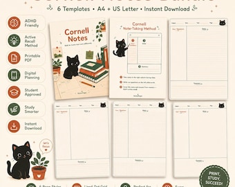 Cornell Notes Template Printable – 6 Layouts in A4 and US Letter